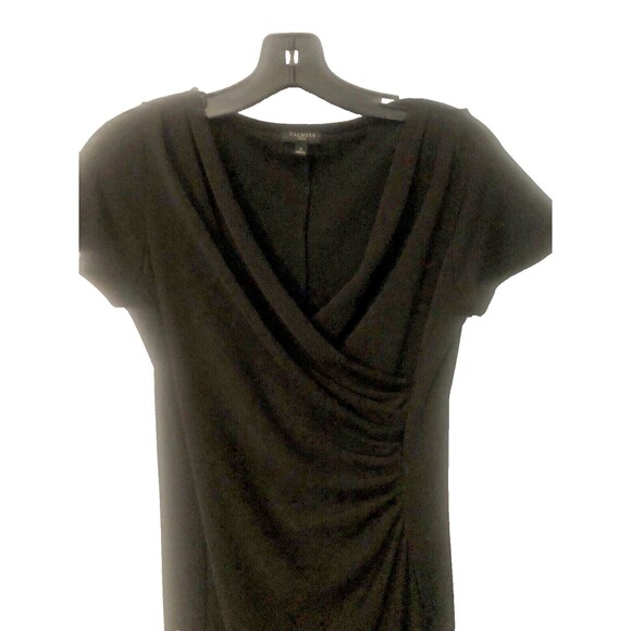 Talbots Classic Dress Black Ruched Surplice Bodycon Petite Work Party Wedding - Picture 2 of 5
